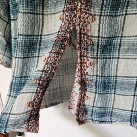 Johnny Was womens cotton back slit embroidered peasant top 3/4 sleeve blouse - Picture 9 of 10